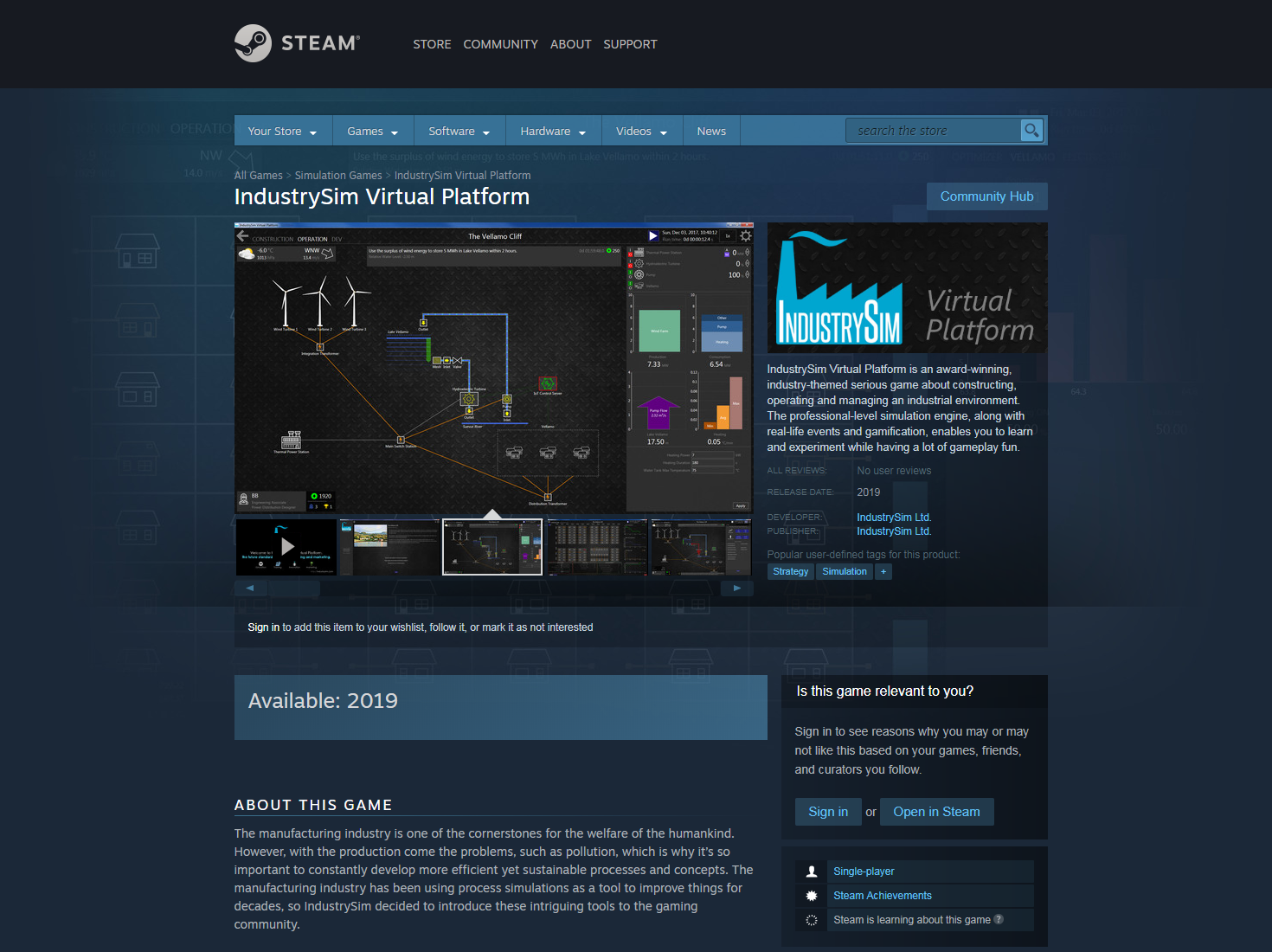 IndustrySim Virtual Platform on Steam